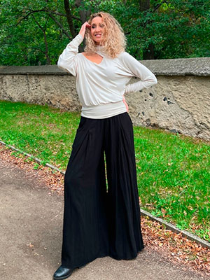 Kalhotová sukně dlouhá černá se lnem