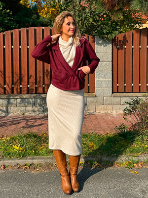 Oversize semišové sako burgundy