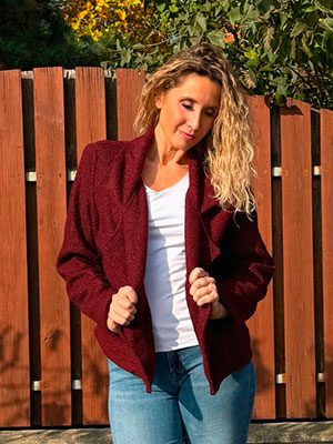 Oversize teplé sako burgundy