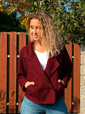 Oversize teplé sako burgundy