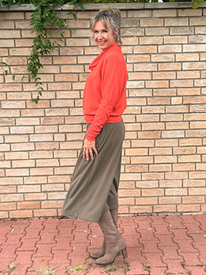 Kalhotová sukně maxi khaki