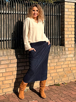 Sukně tmavě modrý semiš