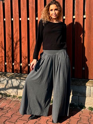 Kalhotová sukně šedá melange dlouhá