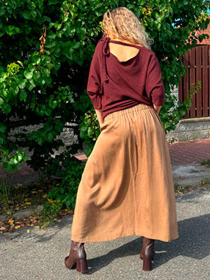 Volná sukně dlouhá světle hnědý tencel