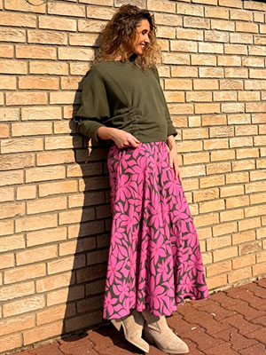 Polokolová sukně-růžovo khaki