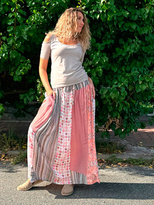 Sukně patchwork dlouhá