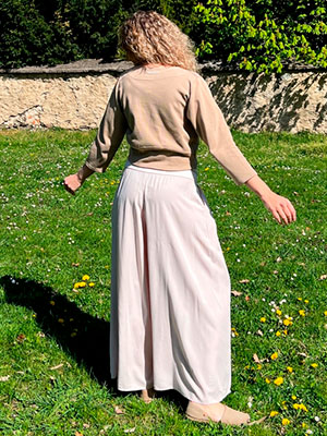 Kalhotová sukně pudrová