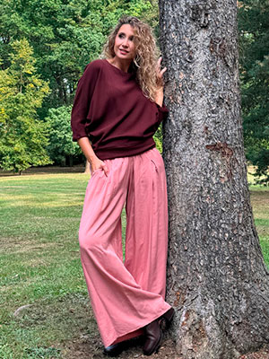 Kalhotová sukně pudrově růžové