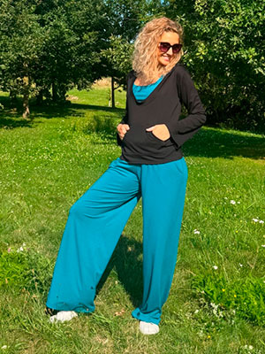 Volné kalhoty petrolejové
