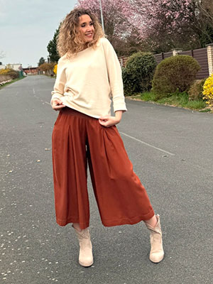 Kalhotová sukně maxi sienna
