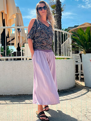 Kalhotová sukně maxi fialková