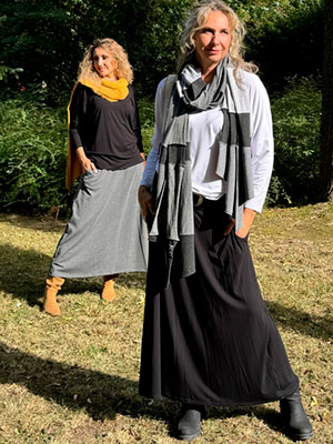Dlouhá áčková sukně černá