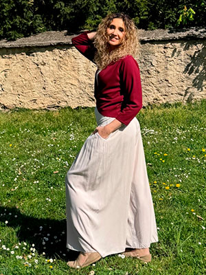 Kalhotová sukně pudrová