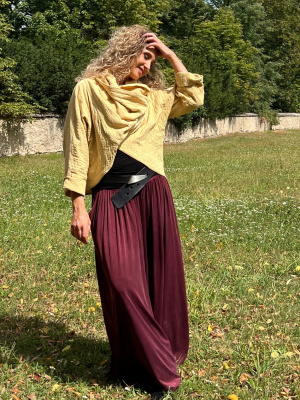 Kalhotová sukně mahagonové cupro
