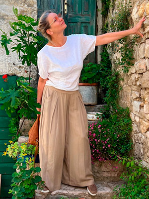 Kalhotová sukně dlouhá béžová