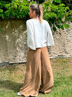 Kalhotová sukně světle hnědé cupro
