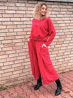 Kalhotová sukně maxi tmavě červená