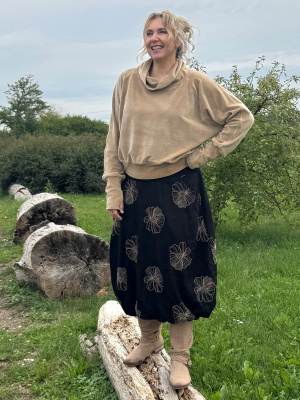 Balonová sukně černá s květy