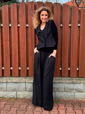 Kalhotová sukně lněná dlouhá černá