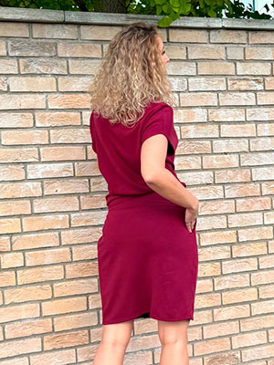 Šaty se zavinovací sukní krátké Burgundy