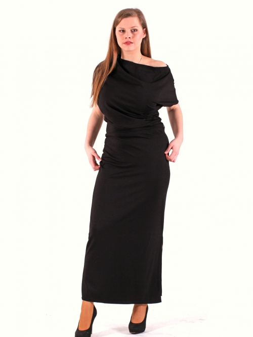 Černé asymetrické šaty dlouhé