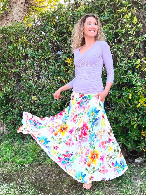 Polokolová sukně- dlouhá květovaná