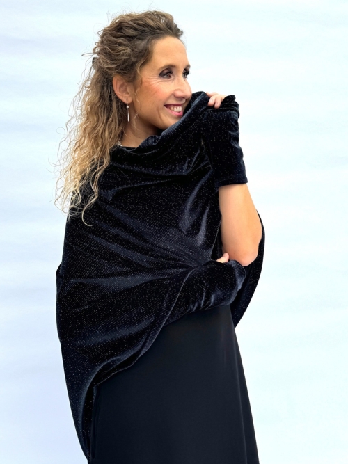 Sametové pončo bez rukávů