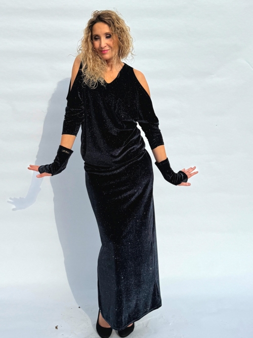 Sametová pouzdrová sukně