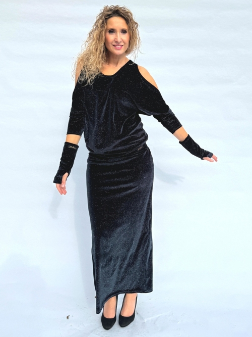 Sametová pouzdrová sukně