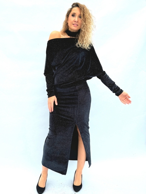 Asymetrické šaty noční obloha