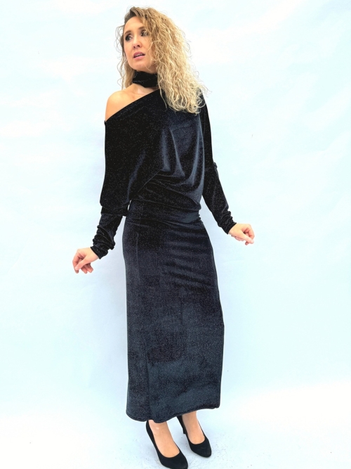 Asymetrické šaty noční obloha