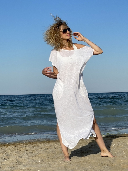 Lněné plážové šaty
