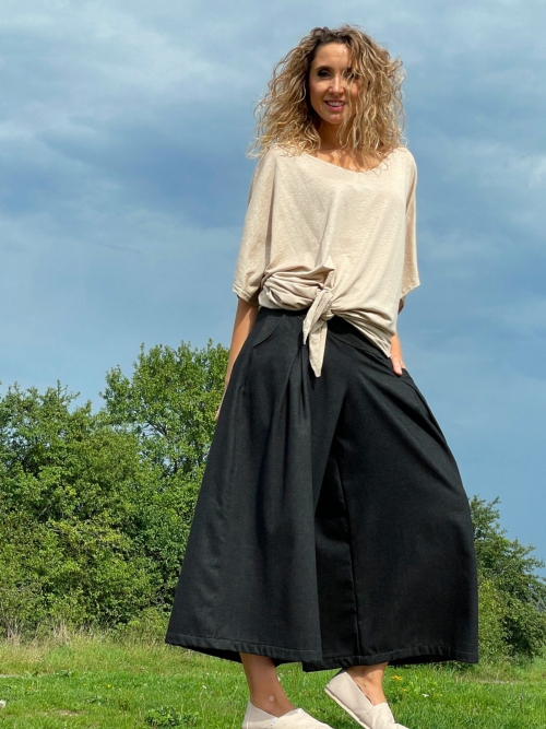 Kalhotová sukně antracitová maxi