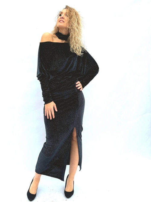 Asymetrické šaty noční obloha