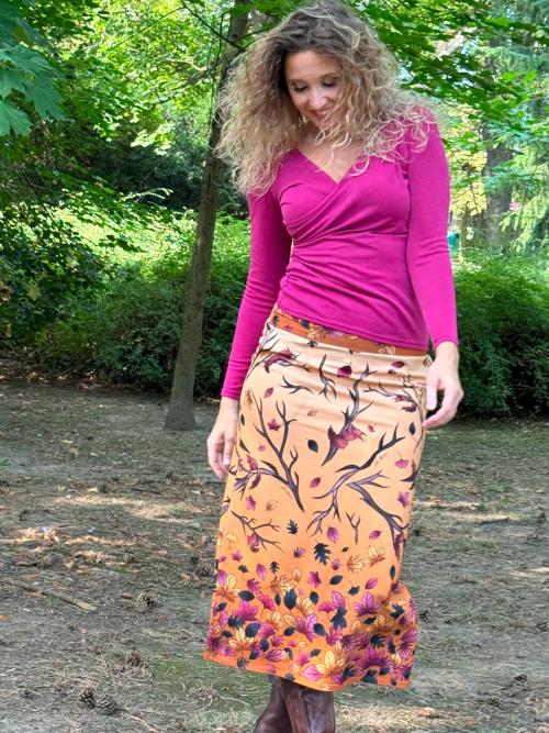 Sukně s originálním potiskem La déesse listy