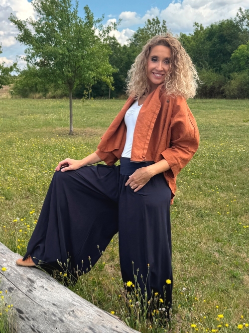 Kalhotová sukně ocelově modrá