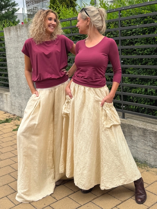 Volná sukně s kapsami - vanilková