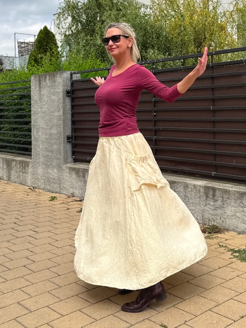 Volná sukně s kapsami - vanilková