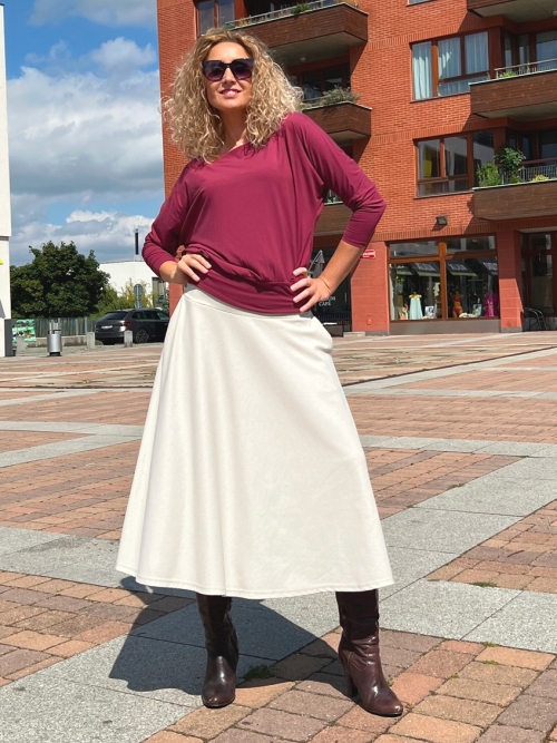 Polokolová sukně béžová kostička