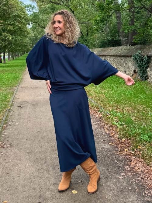 Zvonová sukně modrá