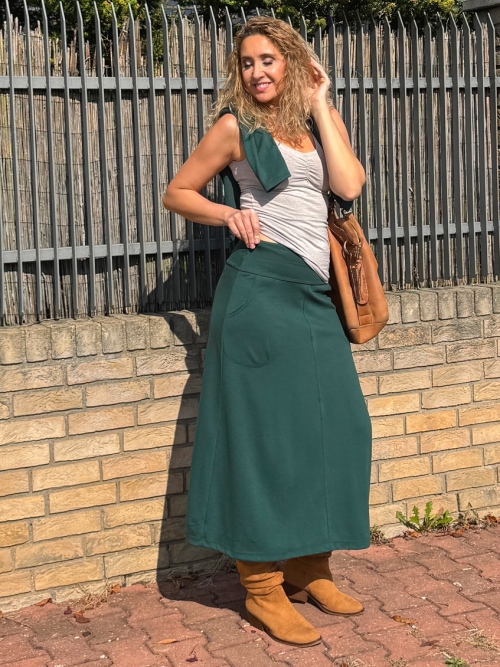 Zvonová sukně tmavě zelená