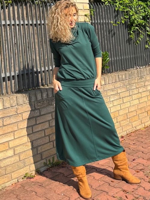 Zvonová sukně tmavě zelená