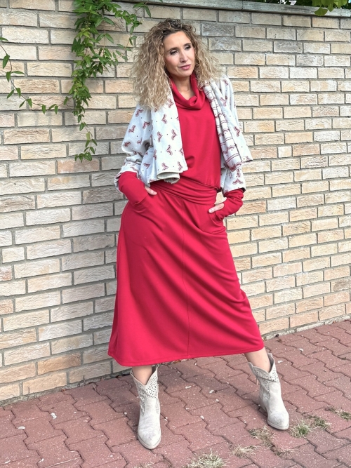 Zvonová sukně tmavě červená