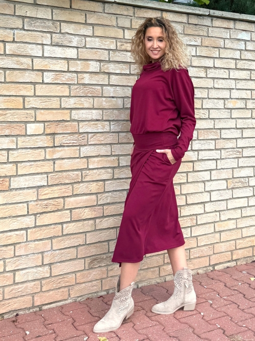 Rolák s pružným pasem burgundy