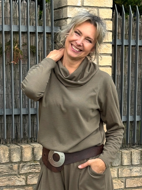 Rolák s pružným pasem khaki