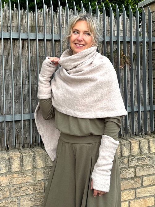 Rolákové pončo bavlněný fleece