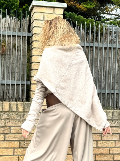 Rolákové pončo bavlněný fleece
