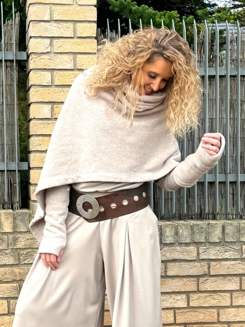 Rolákové pončo bavlněný fleece