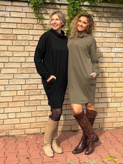 Rolákové šaty černé s rukávem