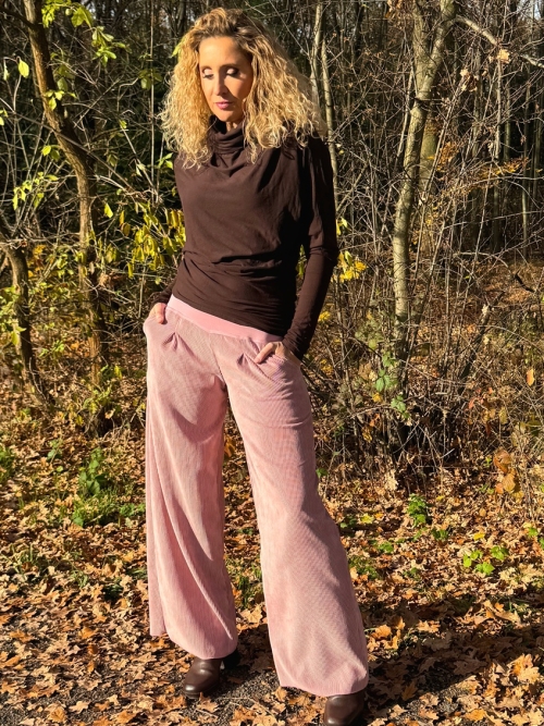 Manžestrové kalhoty růžové